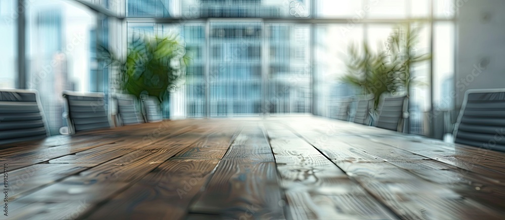 Aufkleber blurry office background with a table top featuring copy space image
