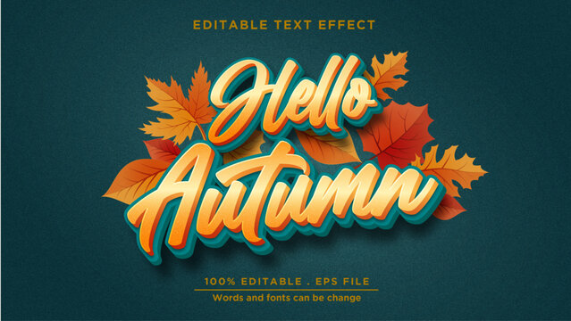 Hello autumn text effect banner headline, Ediatble text effect