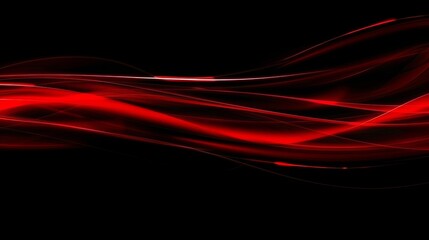 Abstract red lines flowing on black background