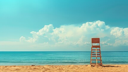 Lifeguard Stand on a Sandy Beach.