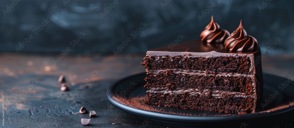 Aufkleber chocolate cake set against a dark backdrop with copy space image available