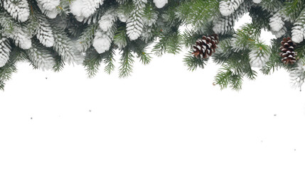 Snow covered Christmas tree isolated on white background