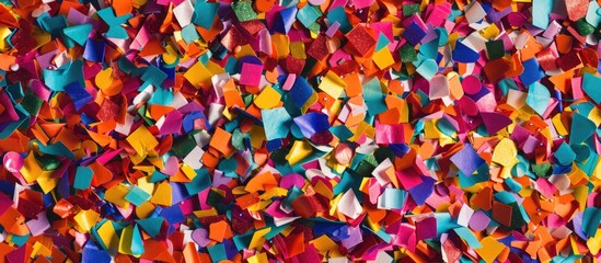 Colorful confetti creating a lively background perfect for a copy space image