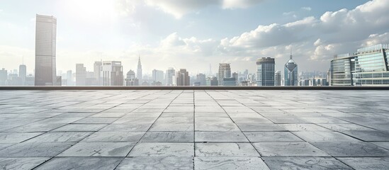 Cityscape with a spacious concrete square ideal for a copy space image