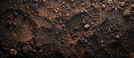 Fototapeta premium Background of brown soil texture with copy space image