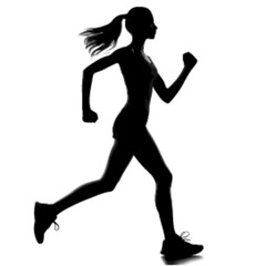 runner girl silhouette, walking girl silhouette.