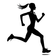runner girl silhouette, walking girl silhouette.