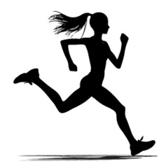 runner girl silhouette, walking girl silhouette.