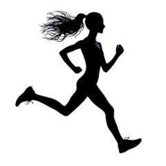 runner girl silhouette, walking girl silhouette.