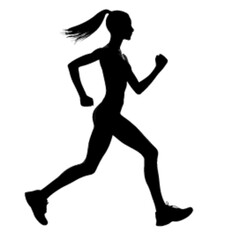 runner girl silhouette, walking girl silhouette.