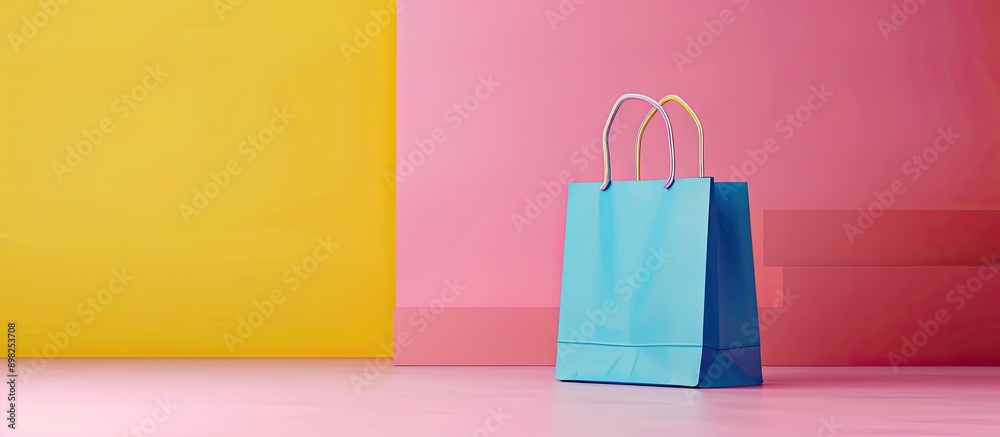 Poster colorful paper shopping bag creating a shopping concept with copy space image
