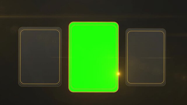 Poker cards with rotating motion graphics animation in 4k on a green screen.