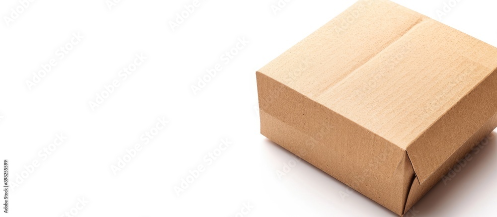 Aufkleber A brown box for shipping isolated on a white background with empty space for adding text or images ideal for miscellaneous purposes such as product photography. Creative banner. Copyspace image