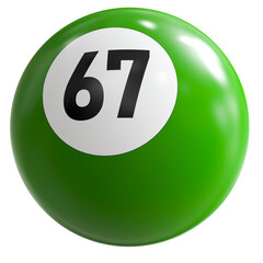 3D Render of Green Billiard Ball Number 67
