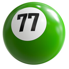 3D Render of Green Billiard Ball Number 77