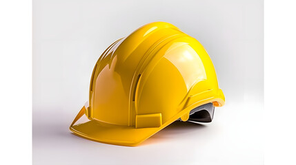 Construction helmet in yellow on white background with clipping path