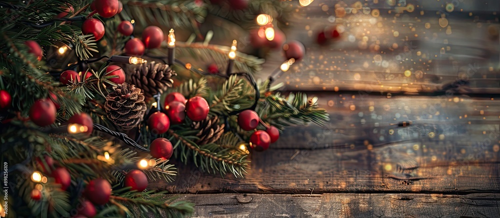 Leinwandbilder Close up macro shot featuring a vintage Christmas tree structure background perfect for designing with room for text or images a natural wood pattern. Creative banner. Copyspace image