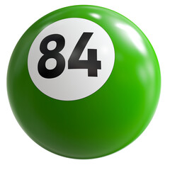 3D Render of Green Billiard Ball Number 84