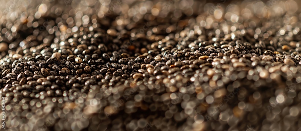 Poster Close up shot of chia seeds on a pristine background with copy space image available