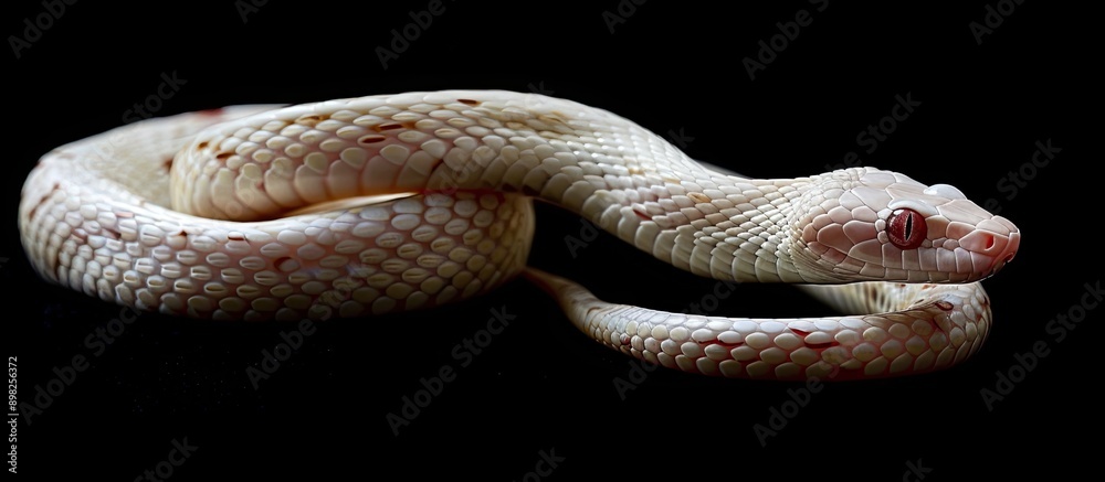 Wall mural albino great plains rat snake elaphe emoryi displayed on a dark backdrop with copy space image