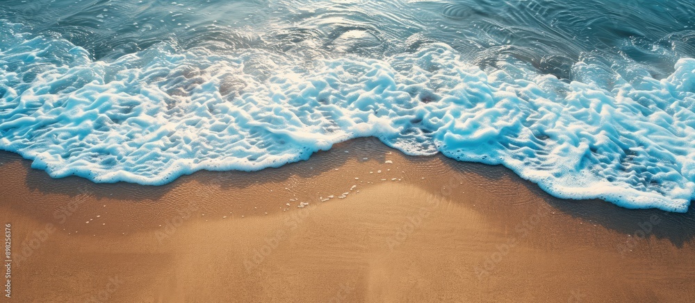Poster black sea beach showing serene waves and sandy texture backdrop for summer vacation with an adventur