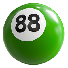 3D Render of Green Billiard Ball Number 88