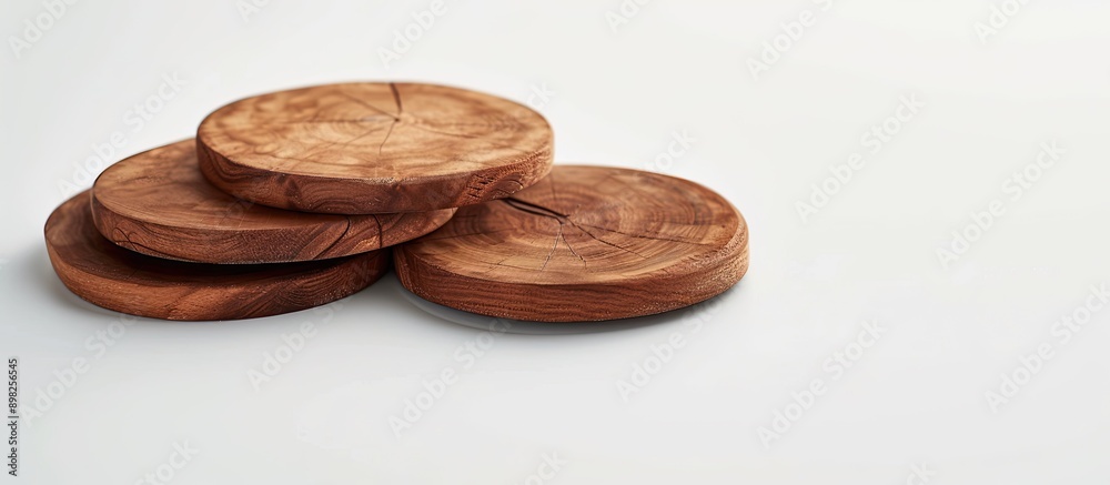 Aufkleber Coasters placed on a white backdrop with copy space image