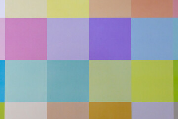 A grid of pastel colors. mosaic. Aesthetic textured background, delicate pastel color photo, top view