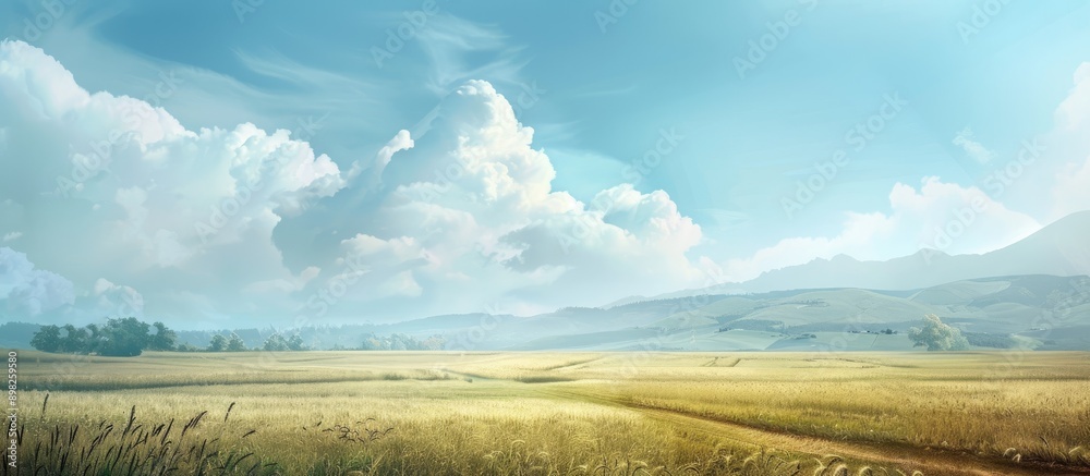 Poster Clear sky creating a picturesque background in the landscape with ample copy space image