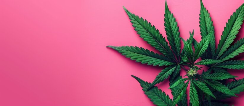Cannabis joints on pink background depict legalized light drug use herbal medicine benefits and drug dealing with a copy space image available