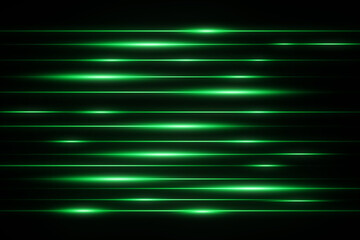 Laser Green Light Beam Lines Glow Neon Flash Rays on Black background