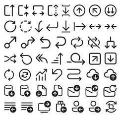 Set of black and white icons for web