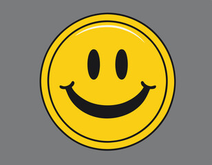 Happy Emoticon Icon on Transparent Background stock illustration