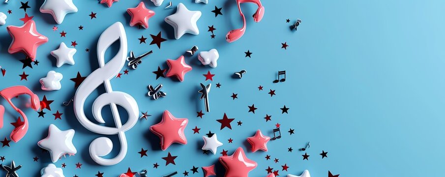 A Douyin TikTok China musical note with stars