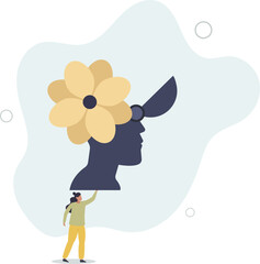Mental health.Character with mental disorder fight against stress, depression, emotional burnout and other psychological problems.flat design.illustration with people.