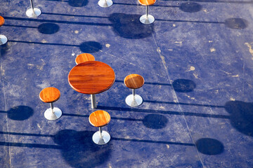 top view of round tables and chairs