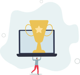 success concept.Character setting goals, objectives, successfully accomplish achievement and receiving rewards.flat design.illustration with people.