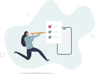 schedule planning concept.Character planning work tasks, filling check list.flat design.illustration with people.