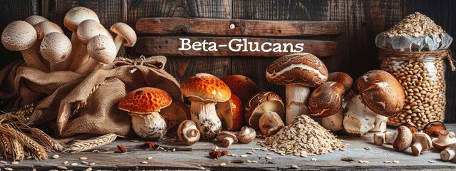 Beta-glucan in foods on the table. Selective focus.