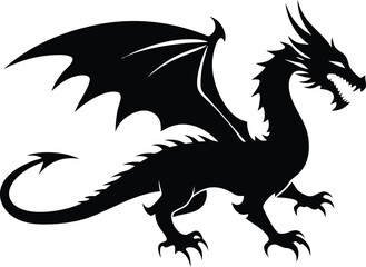Black dragon silhouette vector