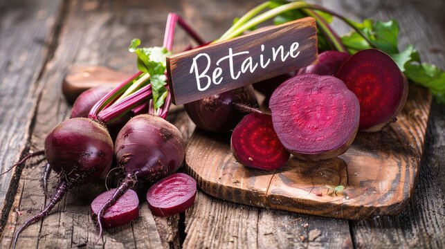Betaine and beetroot supplements on the table. Selective focus.