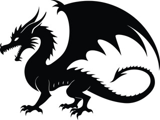 Black dragon silhouette vector