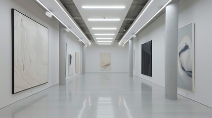 Fototapeta premium A contemporary art gallery with minimalist design and showcased artworks