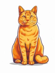 Fototapeta premium A happy orange tabby cat sits with its tail curled behind it. Generative AI