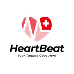 Heart beat logo vector, ECG Logo vector illustration.