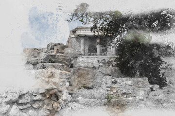  art of Knossos Palace, Heraklion, Crete, Greece 