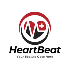 Heart beat logo vector, ECG Logo vector illustration.