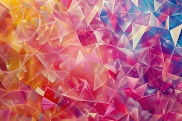 Fototapeta premium Shimmering hexagon composition, Diverse colored triangles form a dynamic pattern, AI generated