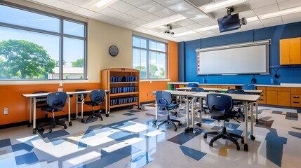 Contemporary classroom with seamless integration of technology 