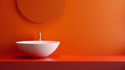 Modern bathroom sink with orange background